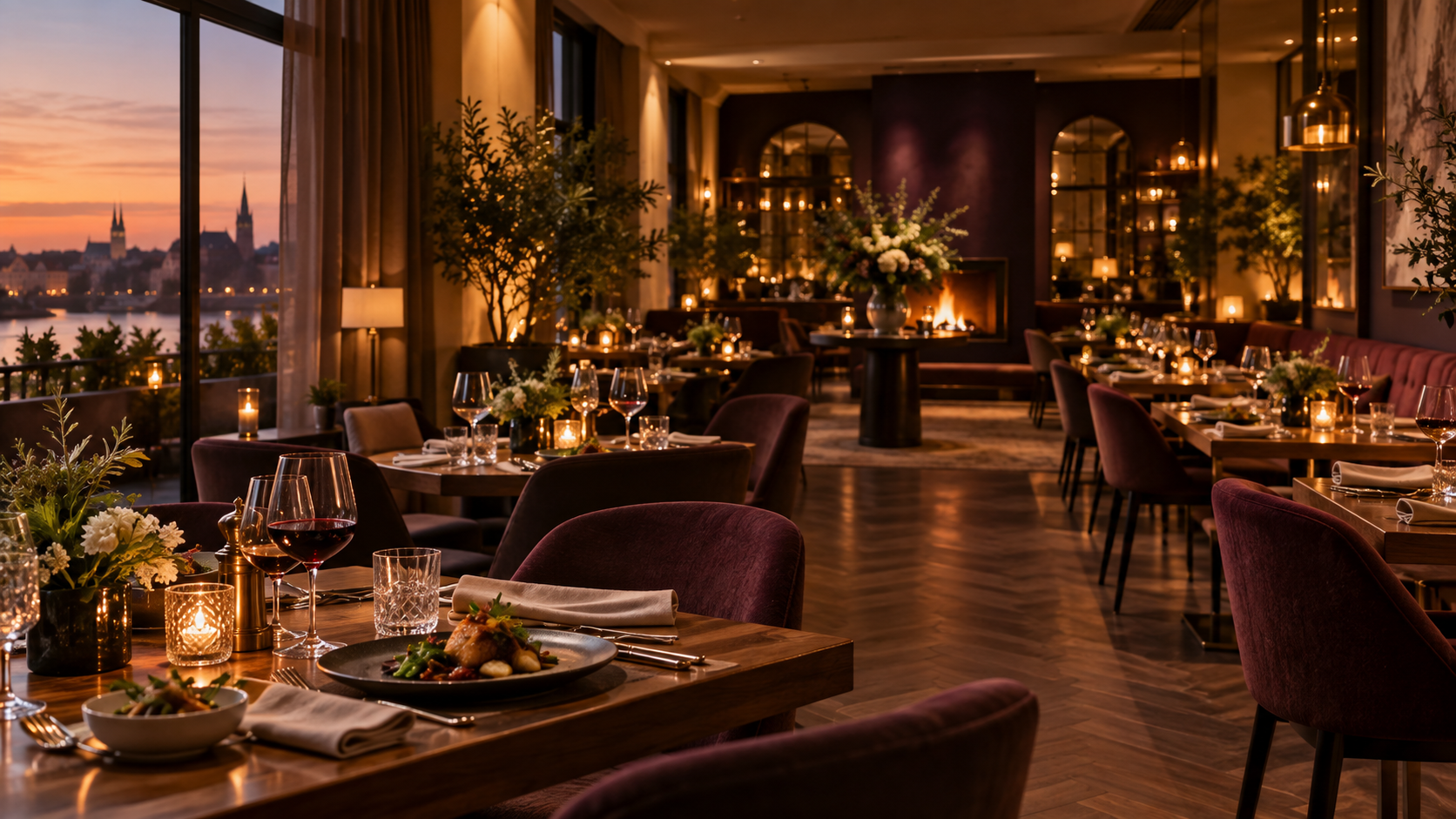 Wieczorne wnętrze restauracji Wieczorne Zacisze
